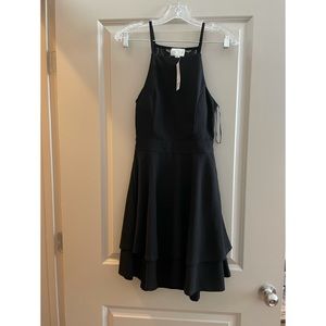 Black skater dress with lace/open back